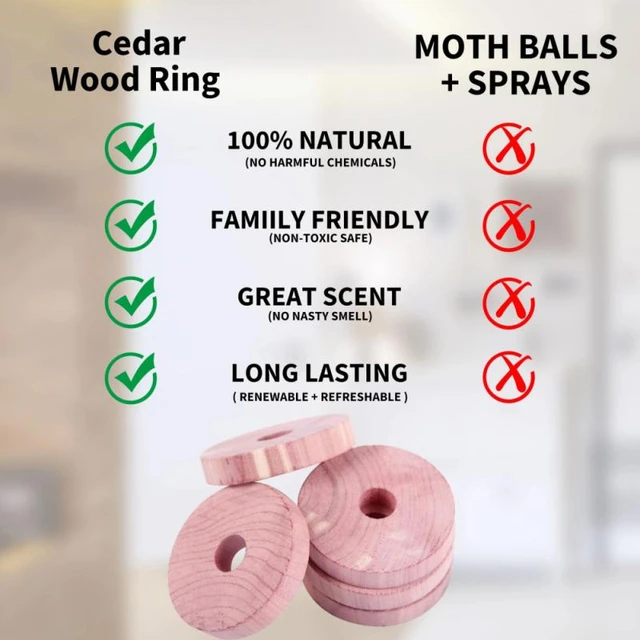 30Pcs Cedar Wood Moth Repellent with Hole, 100% Natural Anti Moth Repellent  Cedar Blocks Clothes Protection, Storage Accessories Cedar Rings Wardrobes
