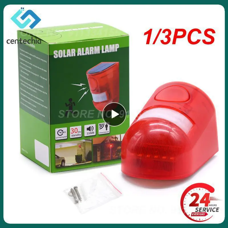 

1/3PCS Pack Solar Strobe Light With Motion Sensor Alarm 129DB Sound Security Siren IP65 Waterproof For Villa Farm Yard Garden