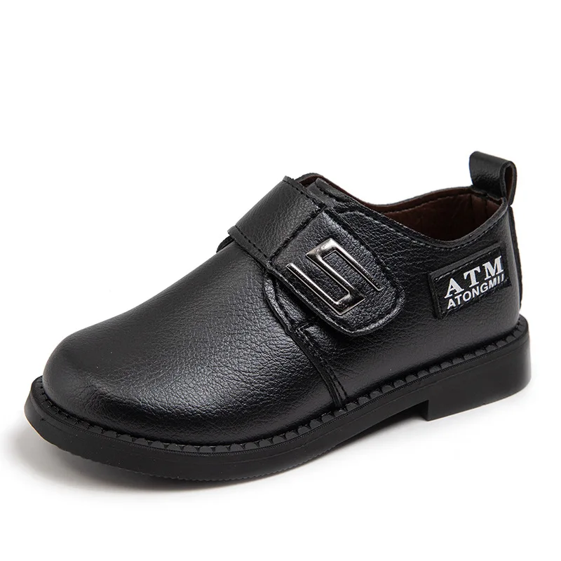Black Leather Kids Formal Shoes for Boys