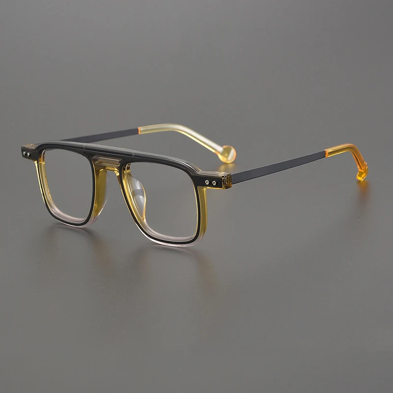 

Acetate double beam eyeglass frame men square business Glasses high quality women prescription optical myopia reading Eyewear