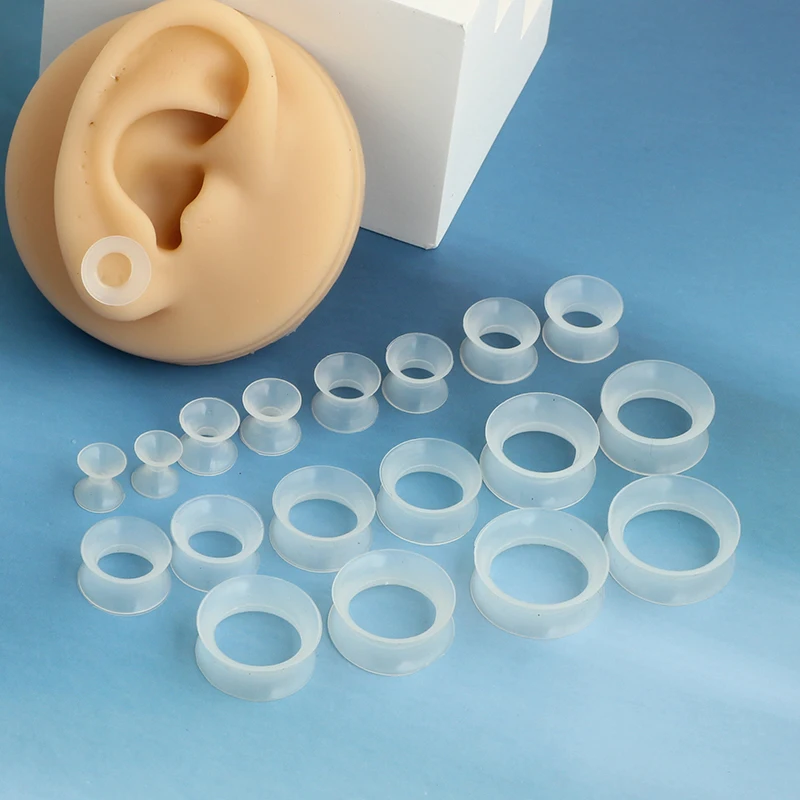 2pcs/lot 2023 New Hollow Silicone Flexible Double Flared Flesh Ear Tunnel Plugs Gauge Expander Stretchers Piercing Jewelry