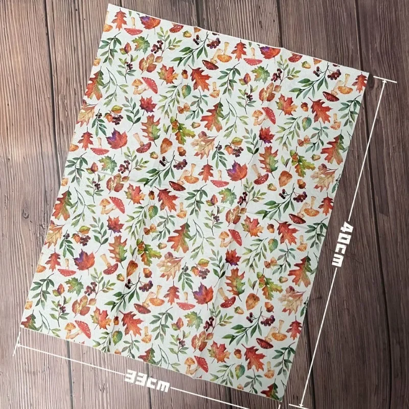3-Ply Rectangle Thanksgiving Autumn Leaf Mushroom Printed Handkerchiefs Party Printed Tissue 33*40