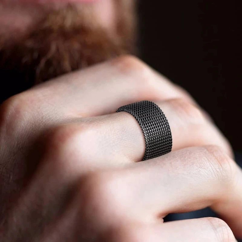 Fashion Rings Unisex Elastic Mesh Stainless Steel Ring Circle Woven Mesh Vintage Women Men Wedding Rings Jewelry Friends Gift 2025 fashion rings wedding rings mesh band ring fashion ring stainless steel rings finger rings metal rings