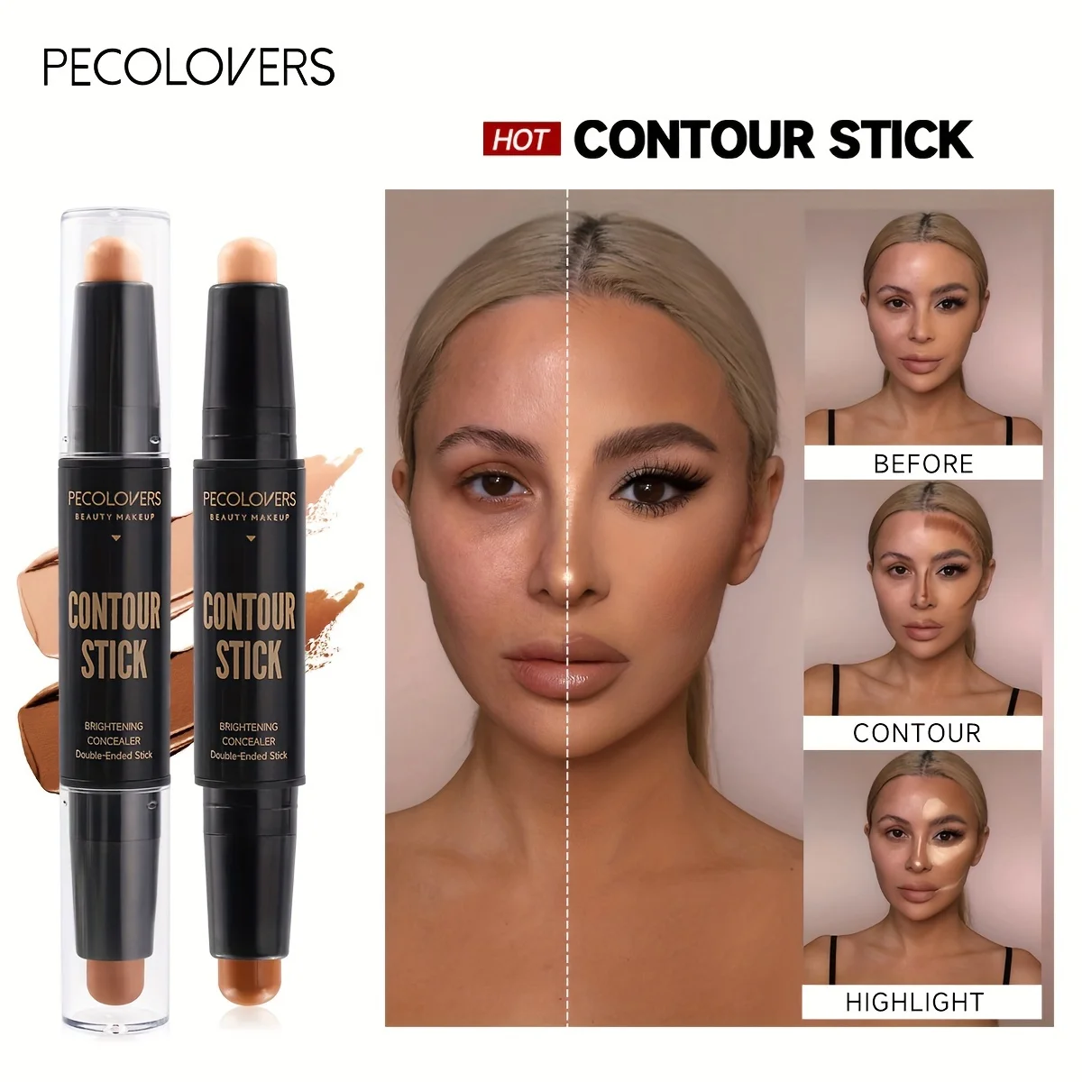 Gesichts-Concealer, Kontur-Make-up-Basis, Bronzer, Beauty-Contouring-Creme für Damenkosmetik (Neu)_voghion.com