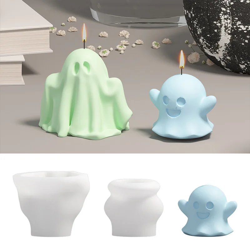 1Pcs 3D Ghost Candle Decoration Silicone Mold DIY Pumpkin Skull Holiday Ccented Helloween Candle Mold