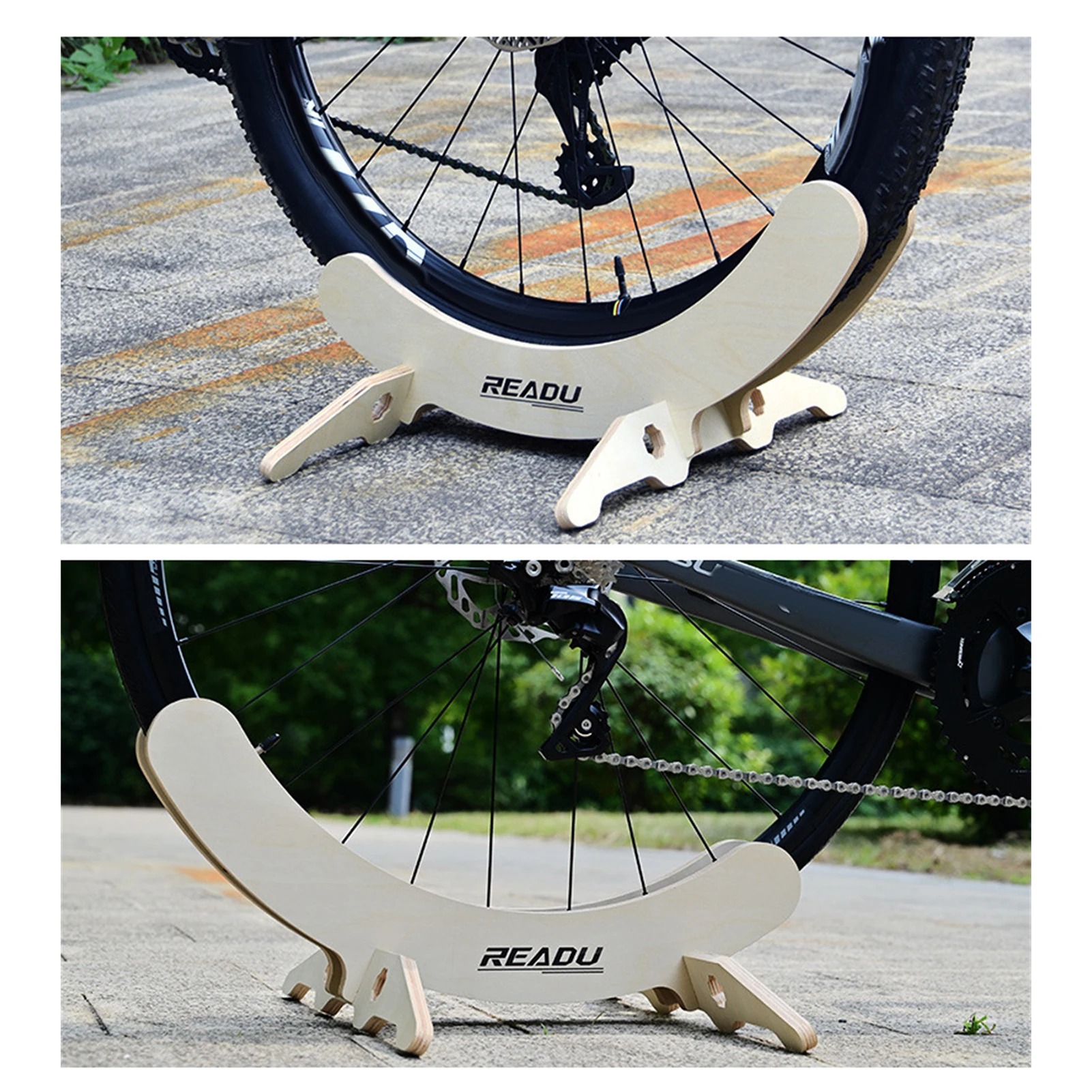 Alouweekuky Support Vélo Sol Range 25-80mm, Largeur Réglable VTT Râtelier Vélo Support Stationnement Assemblé Pneu Avant Arrière Vélo Route Antidérapant Vélo Course Vélo Électrique Intérieur Stable