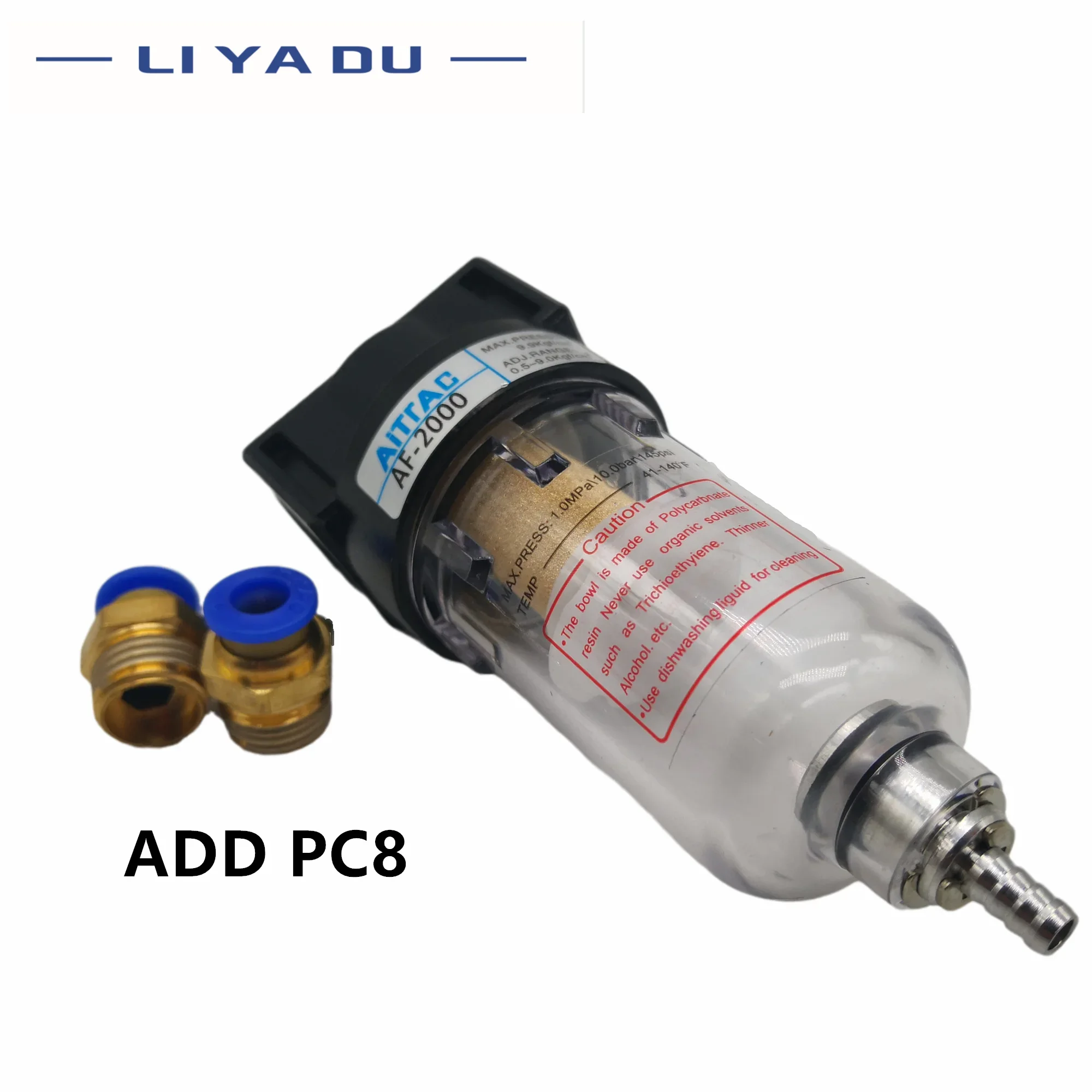 G1/4 Luftfilter mit Wasserabscheider und Partikelfilter für AF2000-02, 750L/Min, automatische Luftreinigung, Austauschfilter für Öl und Feuchtigkeit
