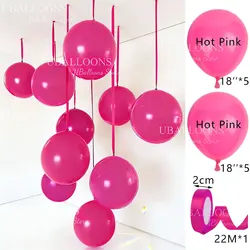 Vibrant Orange and Hot Pink Balloons with Satin Ribbon Bows - Set of 10 for Celebrations and Decor (1 Color - Hot Pink)