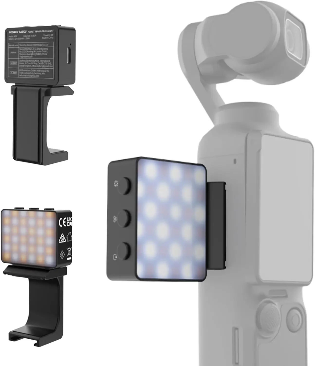 Basics Bi Color Magnetic Camera Auxiliary Light For DJI OSMO Pocket 3, 1.5W Rech