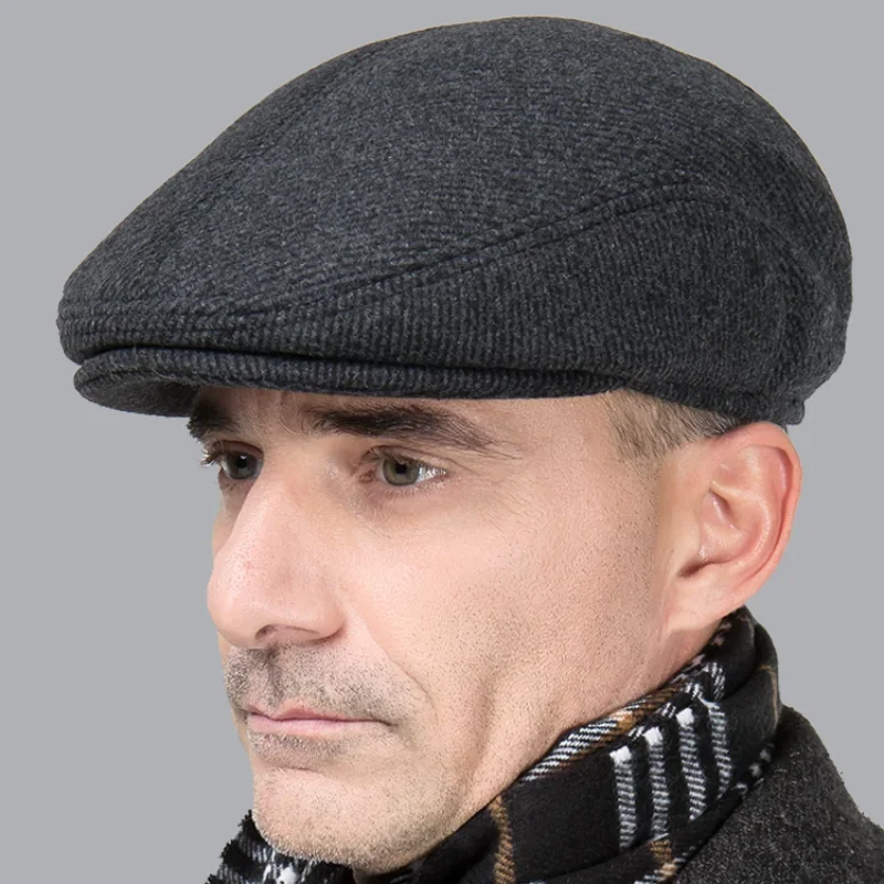 Men's Cotton Plaid Berets Caps for Men Women Middle-Aged Autumn Winter Hats Boina Herringbone Newsboy Baker Tweed Boy Hat beret hat woolen beret