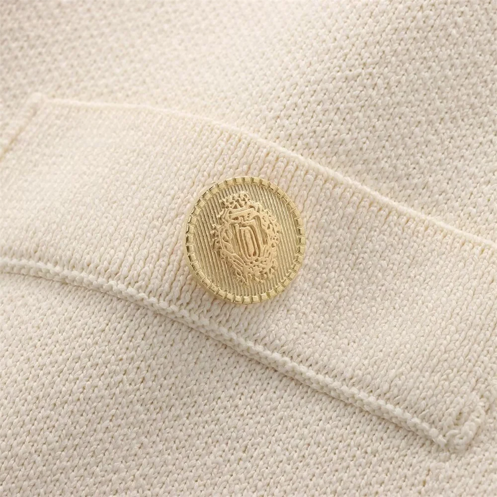 Spring New Women's Fashion and Elegance Slim Fit Versatile Knitted Spliced Short sleeved Coat