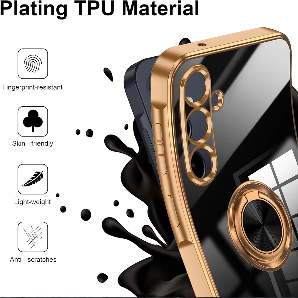 Elegant Plated Ring Holder Phone Case with Bracket