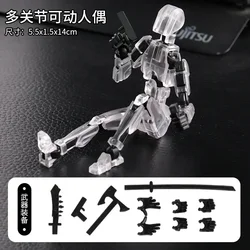 Luminous Multi-Jointed Shapeshift Robot & Dog Action Figures - DIY 3D Printed Mannequin Toy Set (Transparent white)