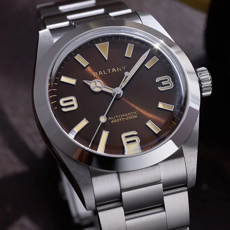 Vintage Explorer Homage Watches S4056 Sunburst 36mm Stainless Steel Bracelet 200M waterproof Luminous Men's Automatic Wristwatch