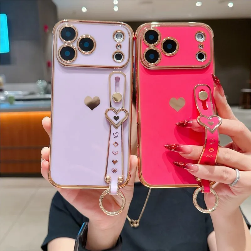 Love Heart Wrist Strap Case - Premium Fashion Smartphone Cover