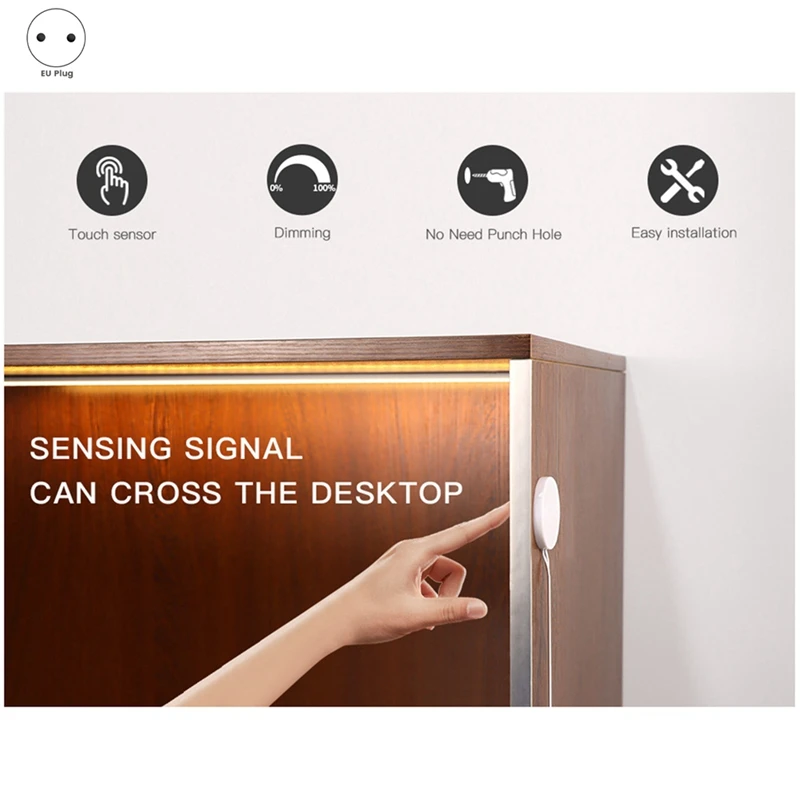 센서 LED 캐비닛 주방 조명 자동 스위치, 방수 옷장 캐비닛 DIY 조명 스트립-EU 플러그