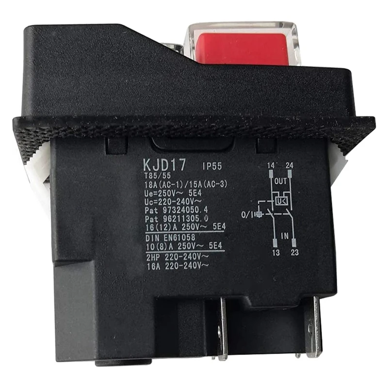 

2X Electromagnetic Switches Pushbutton Switches For Garden Tools KJD17 220V 4 Pin -Terminals