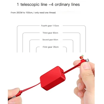 Three In One Charging Cable Roll Macaron Telescopic Storage Bracket Micro Lightning TYPE-C Charging Cable Organization Tools 3
