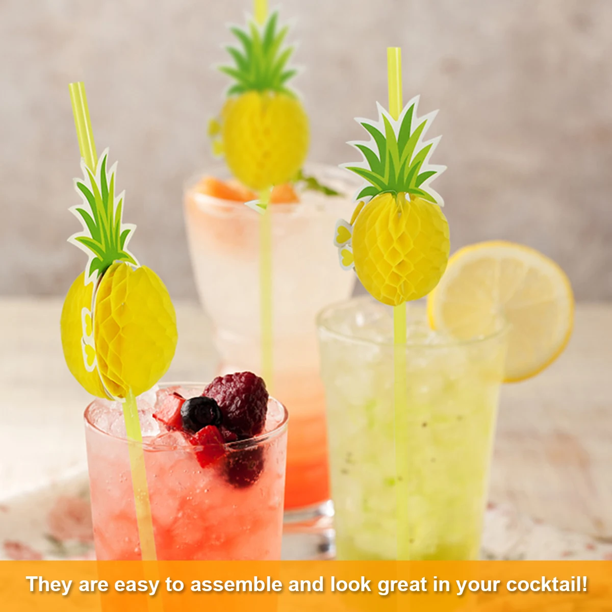 Disposable paper straws 50Pcs Paper Drinking Straw 3D Fruit Paper Straws Pineapple Flamingo Design Recyclable Drinking Straw for Party Bars Decors