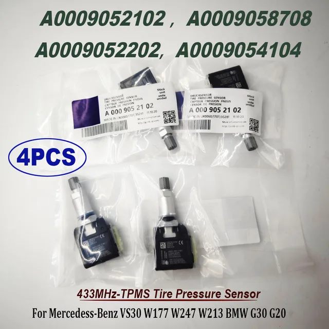 4PCS A0009052102 433MHz TPMS Tire Pressure Sensor For Mercedess-Benzz W177 A0009054104 A0009058708 A0009052202 0009052102 1