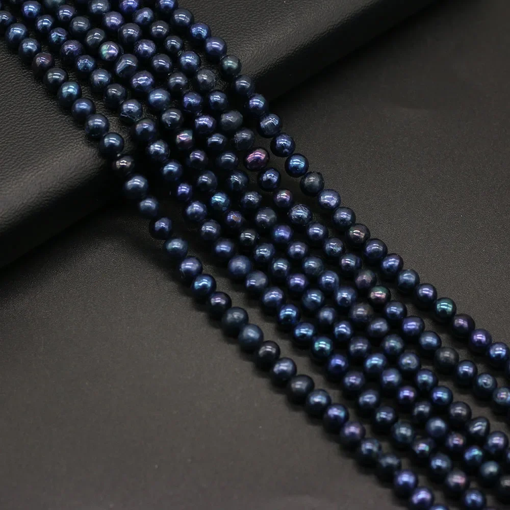 Natural Freshwater Pearl Black Round Beads Exquisite Loose Bead For Jewelry Making DIY Charms Bracelet Necklace Accessories 36cm