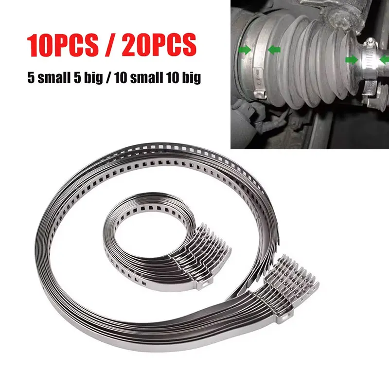 CV Boot Clamp Universal Adjustable AXLE CV Joint Boot Crimp Clamp Kit 31-41mm 70-125mm 5/10 Small + 5/10 Big 10/20Pcs