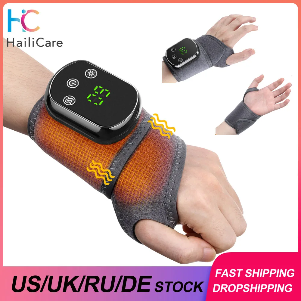 US UK RU Stock Electric Heating Wrist Guard 5 Levels Heating 3 Levels Vibration Massage Hot Compress Wrist Brace Protector Wrap