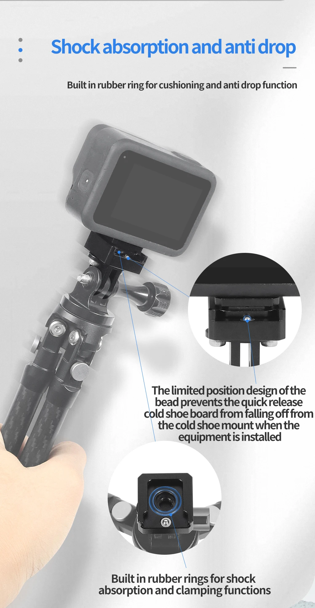 Quick Release Cold Shoe Mount 1/4 Screw for GoPro Hero 13 Insta360 Action Camera