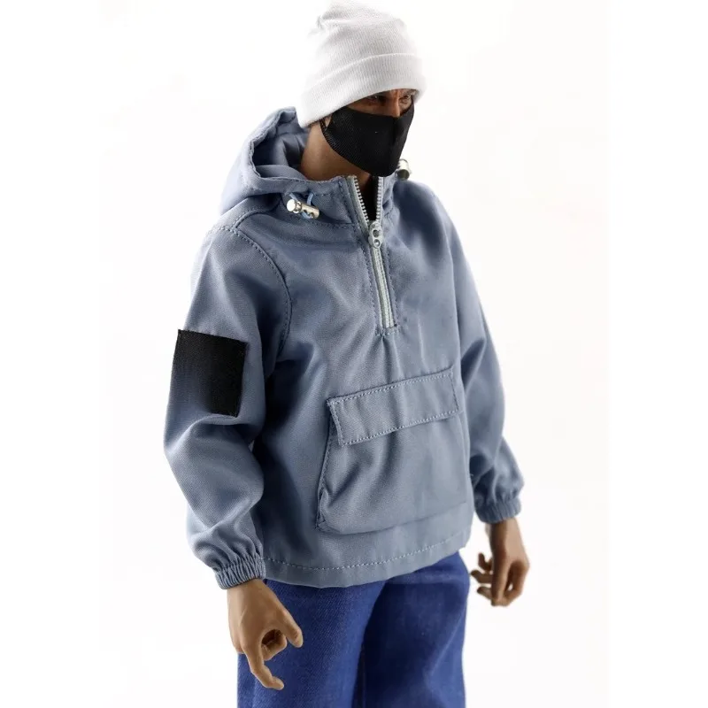 Männlicher Soldat im Maßstab 1:6, Trendjacke, Mantel, Oberteil, Kapuze, halber Reißverschluss mit Tasche, Kleidungsmodell für 12-Zoll-Actionfiguren – Detail 6