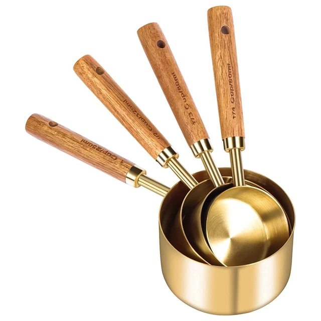 Measuring Cups and Spoons Set of 8 Piece,Gold Measuring Cups with
