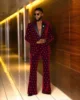 Customized Velvet Men Suits Luxury Beaded Crystals Wedding Groom Tuxedos Slim Fit Male Prom Blazer 2 Pieces Sets Costume Homme 1