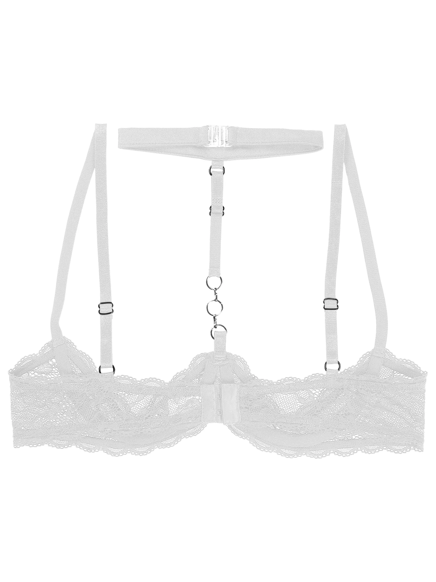 Lady See-through Soft Lace Open Cups Bra Exposed Nipples Halter Neck Underwire Brassiere Chest Brace Lingerie Nightwear erotic lingerie