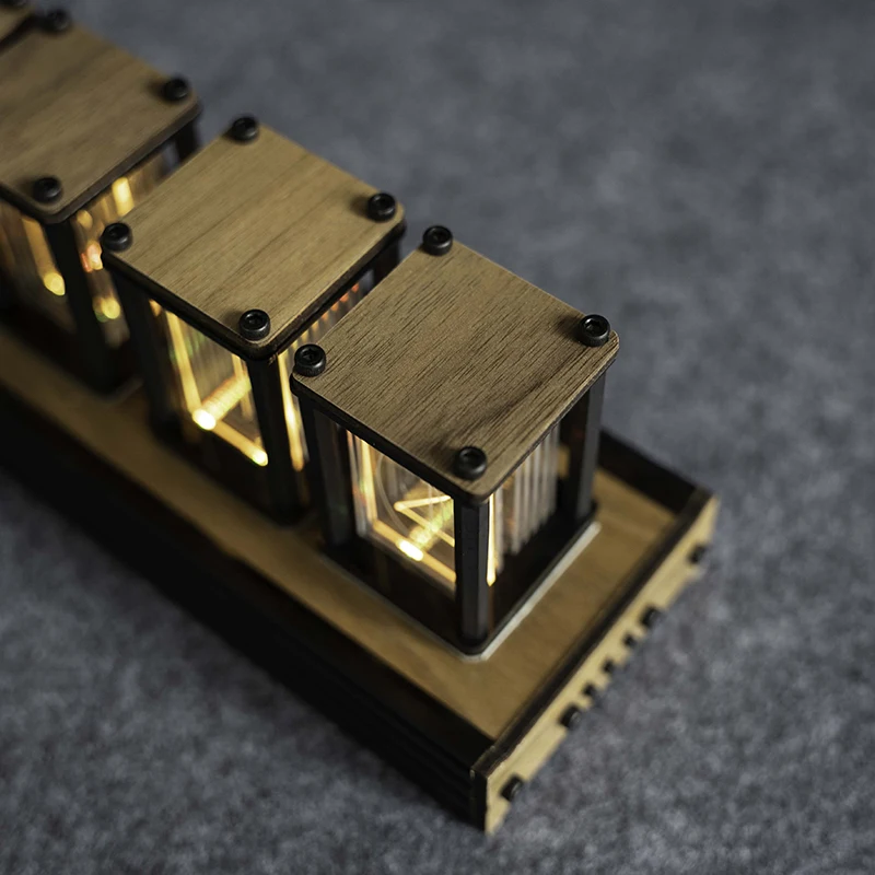 Nixie Glow Tube Clock Wood DIY Table Clock Electronic Desktop Clocks RGB Silent Digital Watch Decoration Gift