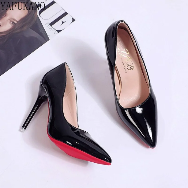White Black Sexy Stiletto High Heels Classic Womens Pumps 6cm/10cm Party Wedding Shoes Fashion Pointed Toe Red Sole Single Shoes 6