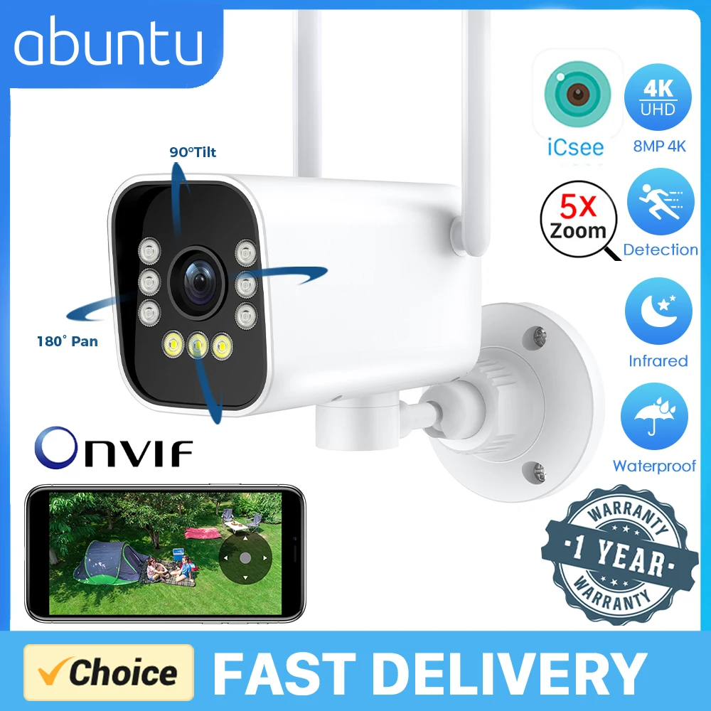 8MP 4K PTZ Wifi IP Camera Outdoor H.265 Surveillance Camera Auto Tracking Audio 2MP Bullet Camera Home Security Protection ICSEE 1