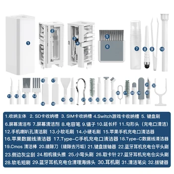 32 Kit di pulizia digitale Telecamera per telefono Tastiera portatile Spazzola per pulizia Chiave Detergente per schermo Collettore di polveri Regalo di Natale