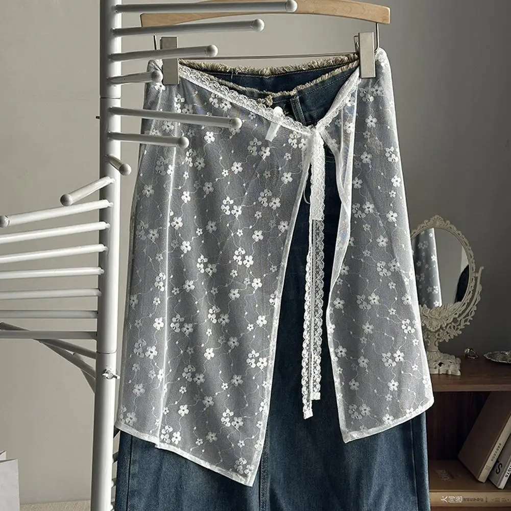 Women Y2k Fashion Lace Layered Gauze Skirt Unique Silk-like With Up Spicy Skirts Skirts Tie Ladies Summer Girl Slip Spring H4W4