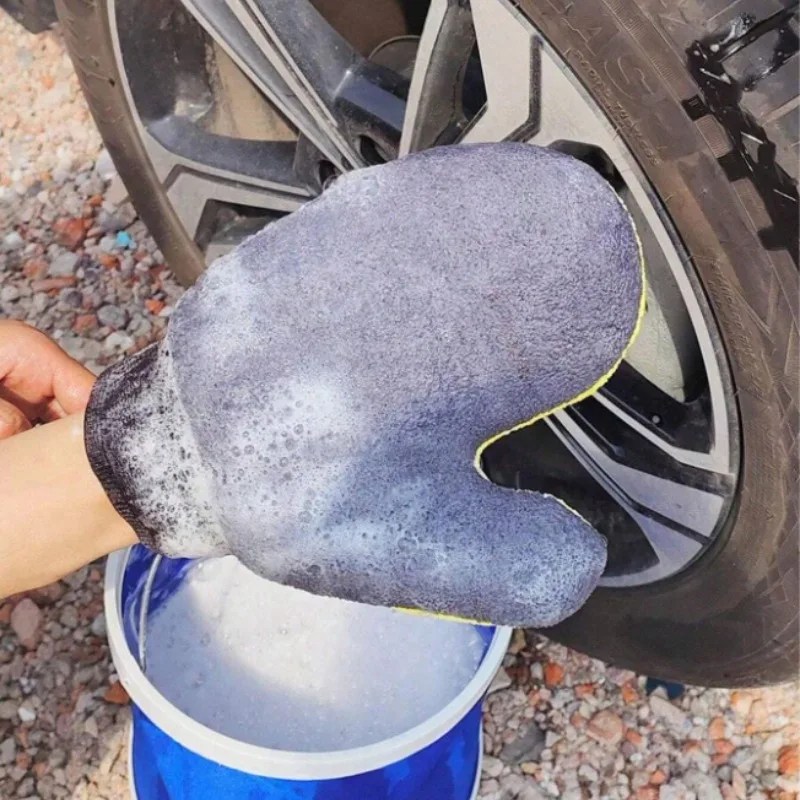 Car Cleaning Gloves Towel Soft Microfiber Chenille Water Absorption Car Body Washing Glove Duster Clearner Cleaning Tools