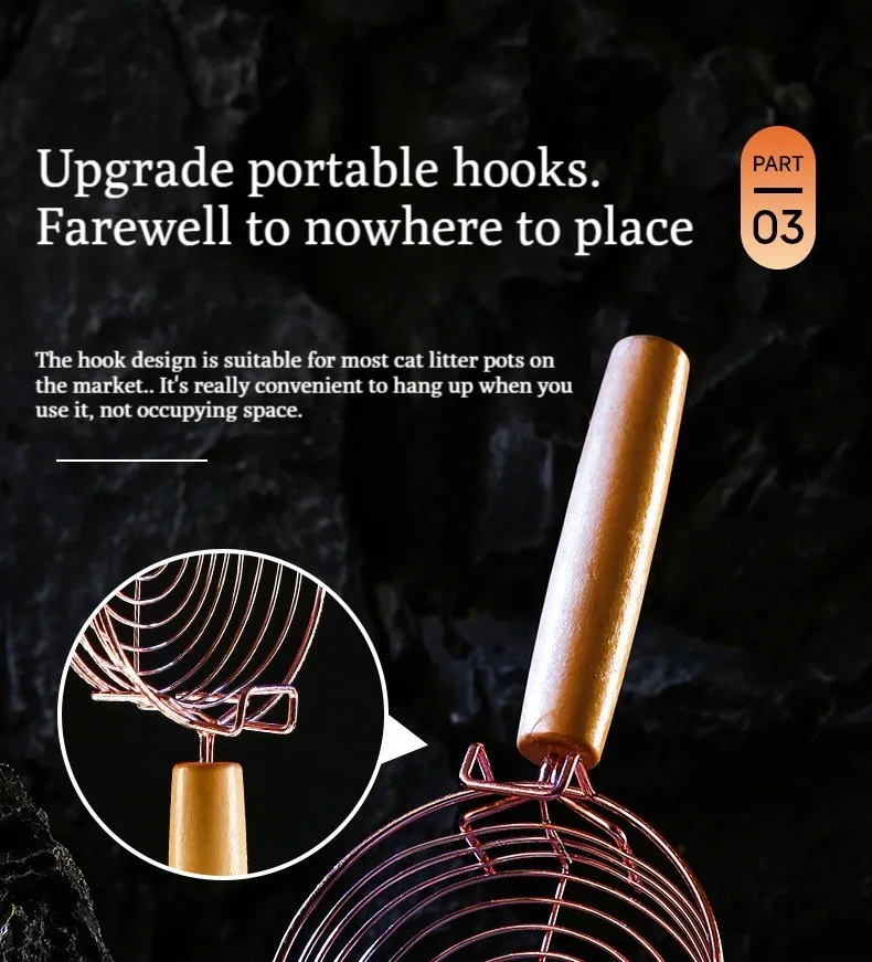 Self-Cleaning Cat Litter Shovel Stainless Steel Metal Scooper