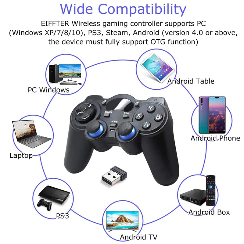 2.4G Wireless Gamepad Gaming Controller Joystick For PC Laptop PS3 Android TV Box Joypad For Raspberry Pi 4 3 Retropie Retroflag