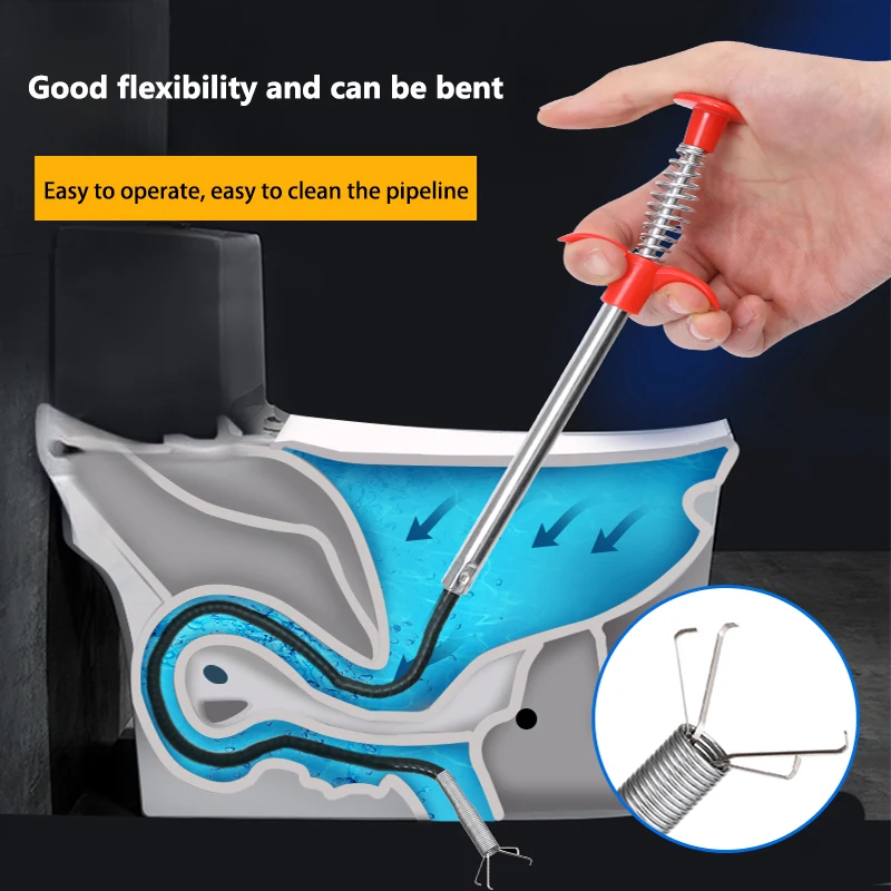 Spring Pipe Dredging Clog Remover Kitchen Tool Household 85cmUnblocker Drain  Snake Cleaner Sewer Cleaning Hook Water Sink Stick