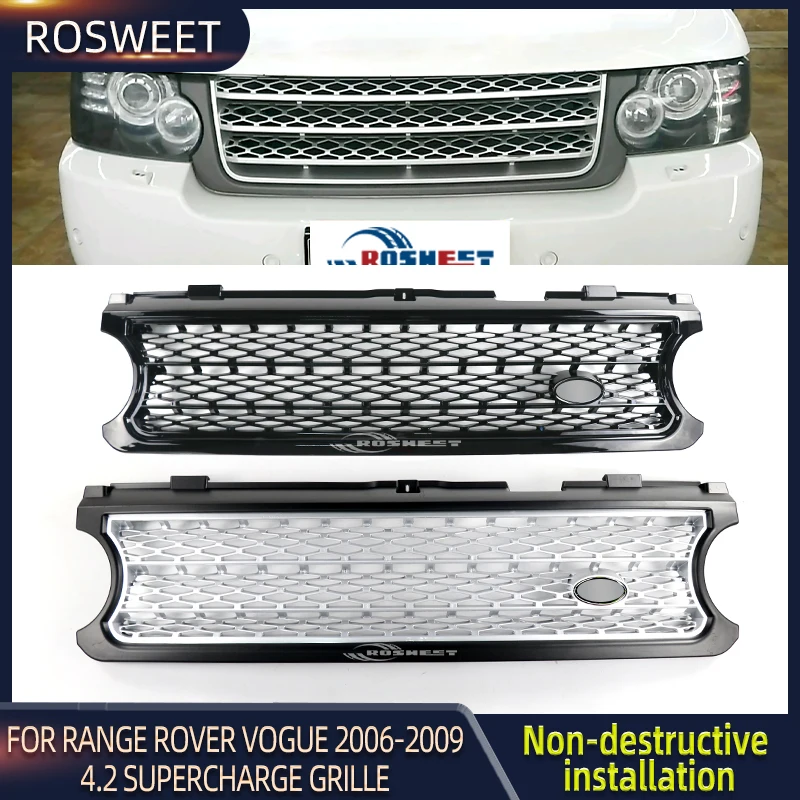 

Решетка для Land Rover Range Rover Vogue 2006 2007 2008 2009, верхняя решетка для гоночного автомобиля, передний бампер, впускной капот, сетчатая решетка