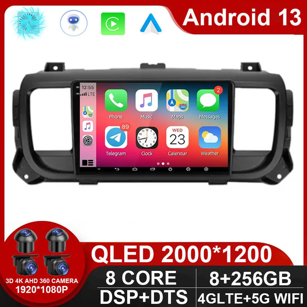 Car Video For Citroen Jumpy 3 2016 - 2021 For Peugeot Expert 3 2016 - 2021 Android 13 Stereo Player GPS Navigation Multimedia