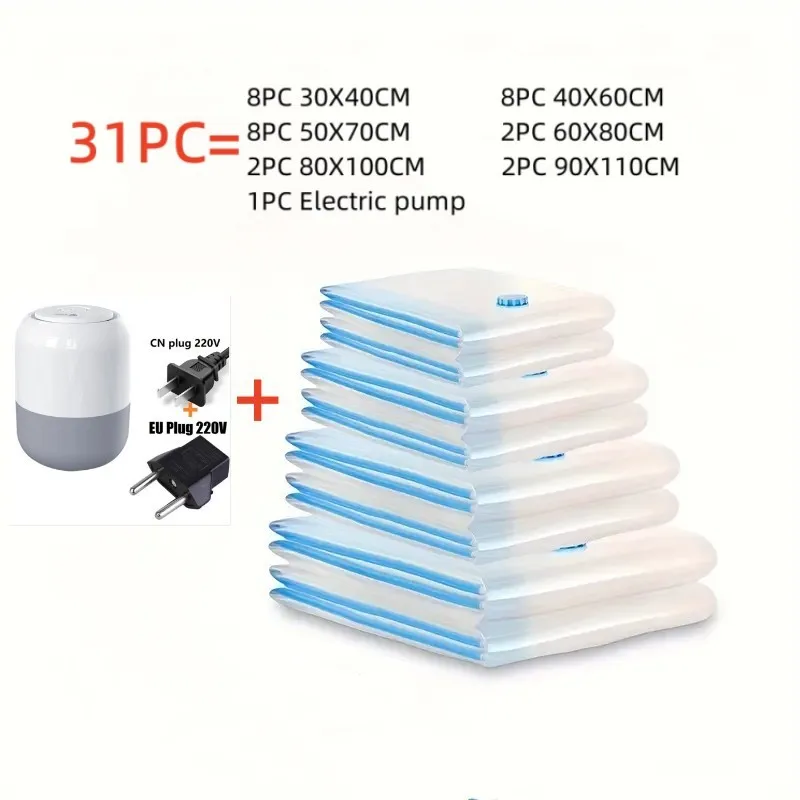 Space-Saving Vacuum Storage Bags with Compression Seal