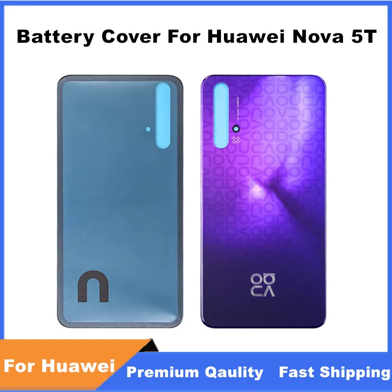 

100% Новинка для Huawei Nova 5T Задняя крышка аккумулятора 3D стеклянная панель задняя дверь Nova 5T стеклянный корпус с объективом камеры + клей