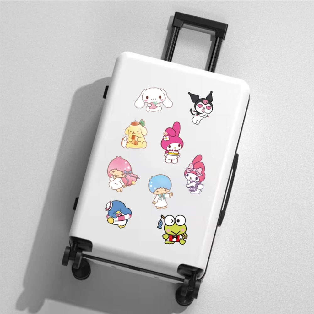 10/30/50/100PCS 혼합 귀여운 Sanrio 스티커 Cinnamoroll HelloKitty Kuromi 데칼 DIY 전화 수하물 노트북 기타 스티커 어린이 장난감
