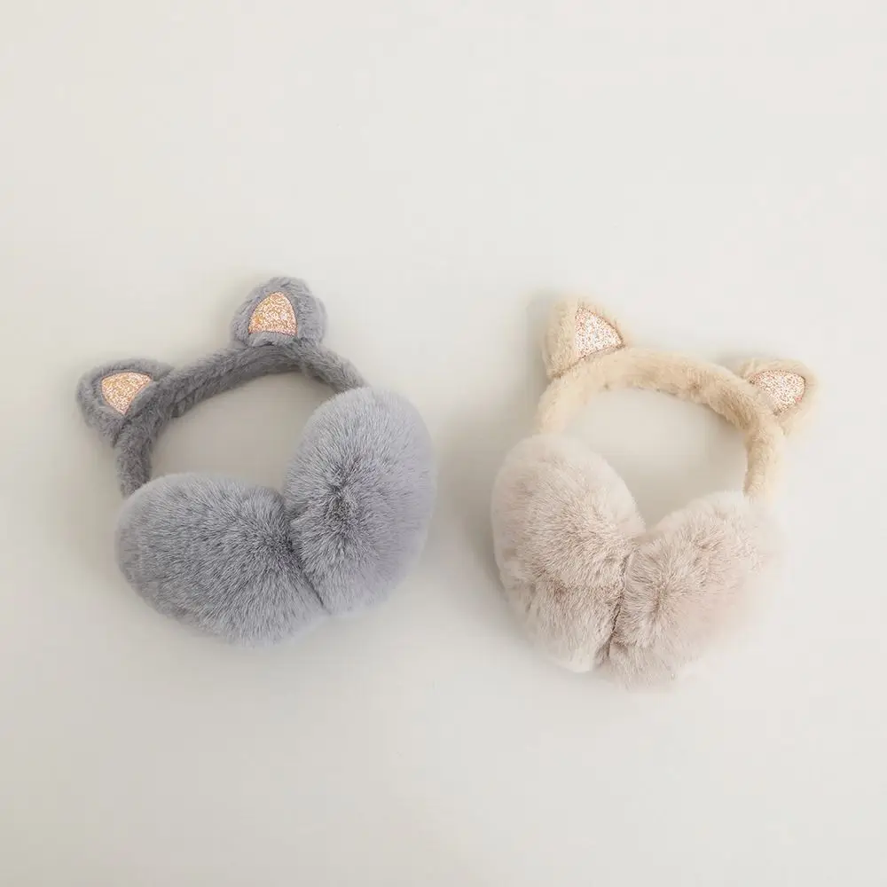 

Cat Ear Women Earmuff Comfortable Soft Thick Cute Earflap Plush Solid Color Kids Ear Cover Cold Protection