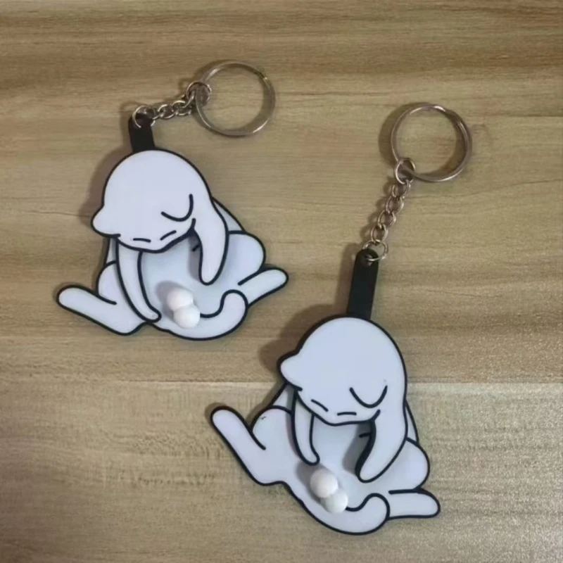 1PC Cute  creative  mischievous cat pendant rotatable acrylic keychain accessory student cartoon backpack pendant