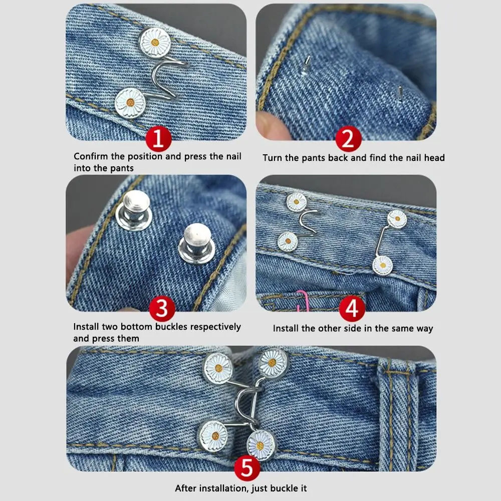4 Set Clip Per Pantaloni Con Bottoni A Perla - Allarga O Stringi La Vita Senza Cucire