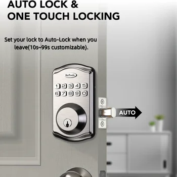 Hutools Keyless Entry Door Lock -Keypad Door Lock-Smart Deadbolt Lock-Anti-Peeking Password-Auto Lock Easy To Install 1